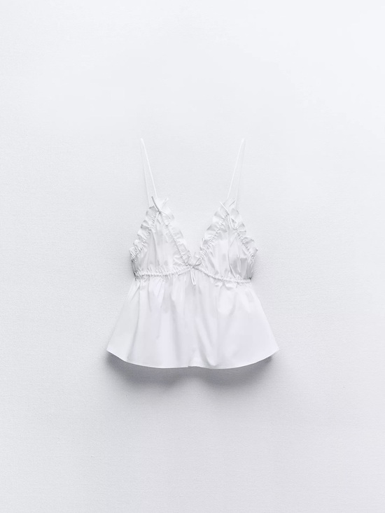 Zara Tops - Zara White Poplin Top with Bow